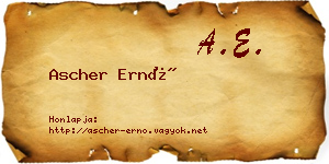 Ascher Ernő névjegykártya